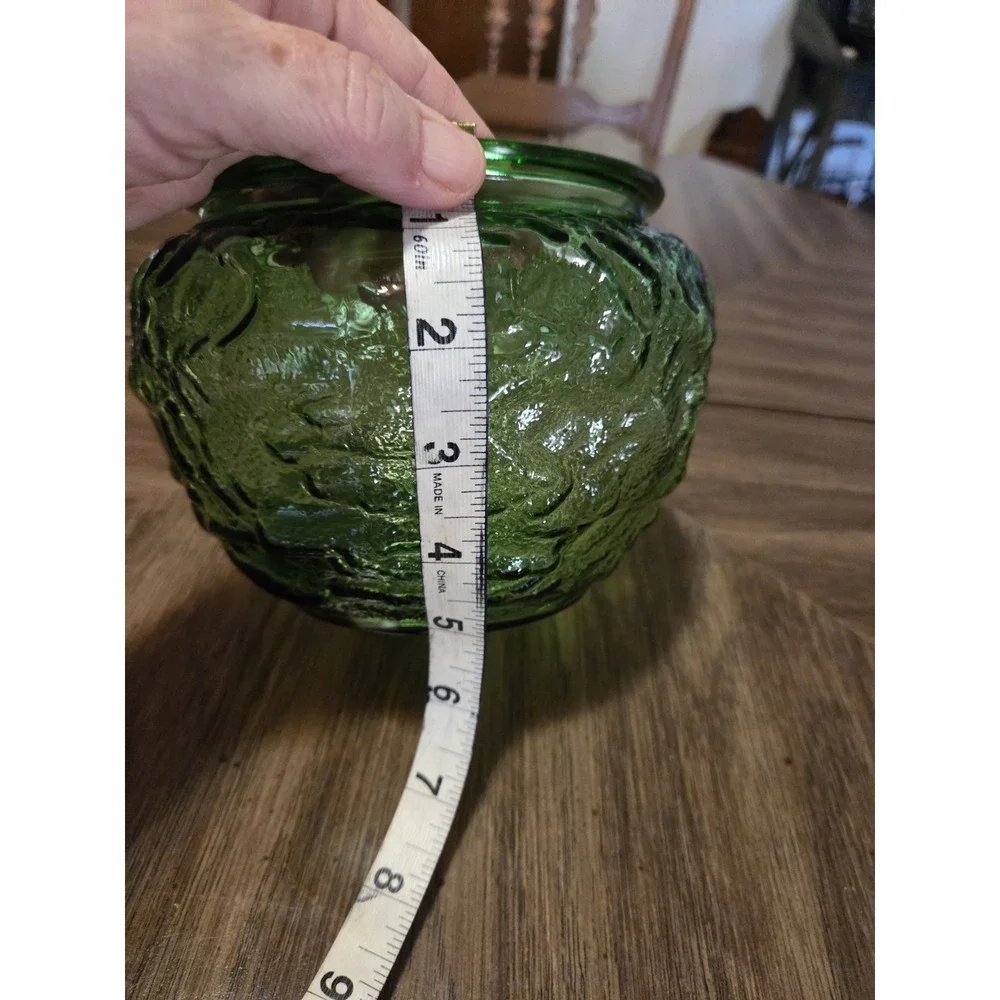 EO Brody Co. emerald green crinkle glass vase or planter Vintage